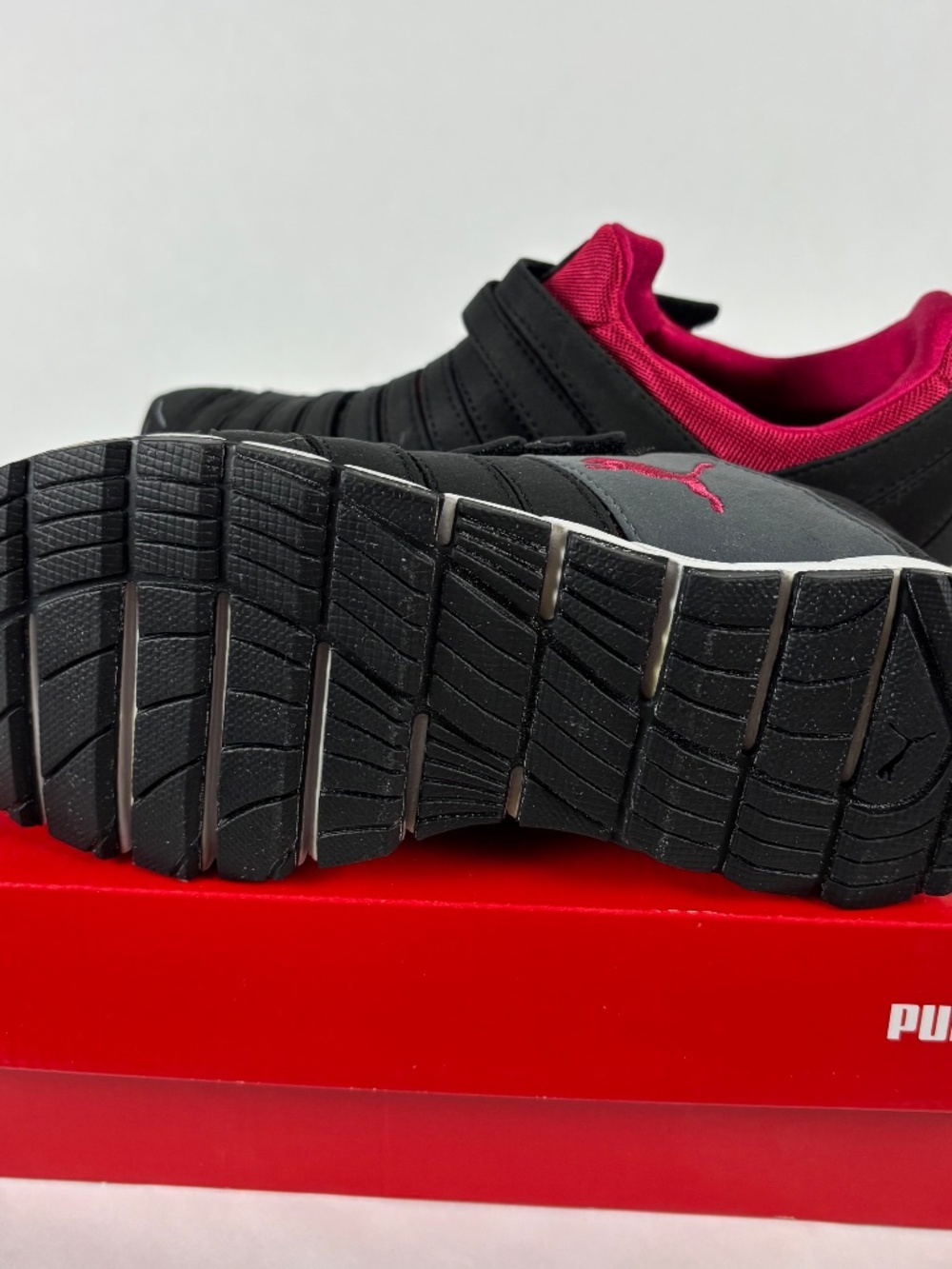 PUMA Women's Black & Burgundy Athletic Slip-On Sneakers - Picture 9 of 12